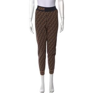 Fendi Brown FF Monogram Printed Skinny Leg Pants 44 sz